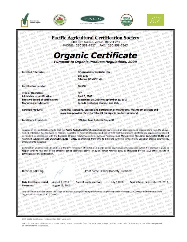 Nammex Organic Certification Nammex Organic Certification