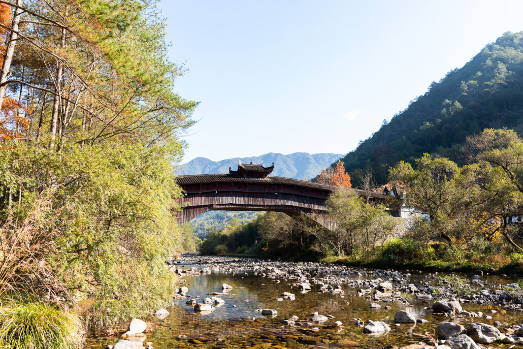 A bridge over a river.